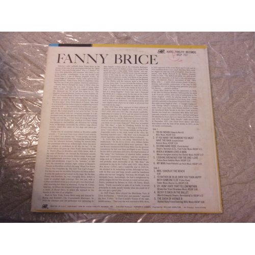 FANNY BRICE - FANNY BRICE SINGS THE SONGS SHE MADE FAMOUS - Vinyl - LP