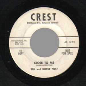 Bill & Doree Post - Valley High / Close To Me - 45 - Vinyl - 45''