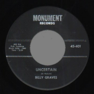 Billy Graves - The Shag / Uncertain - 45 - Vinyl - 45''