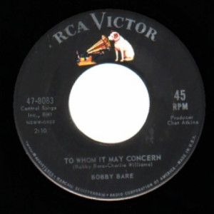 Bobby Bare - To Whom It May Concern / I Don't Believe I'll Fall In Love Today - 45 - Vinyl - 45''