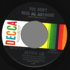 Brenda Lee - Bring Me Sunshine / You Don't Need Me Anymore - 45 - Vinyl - 45''
