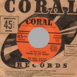 Don Cornel,alan Dale & Johnny Desmond - Heart Of My Heart / I Think I'll Fall In Love Today - 45 - Vinyl - 45''