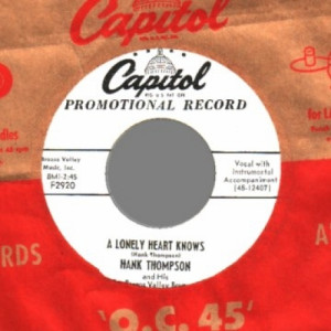 Hank Thompson - A Lonely Heart Knows / New Green Light - 45 - Vinyl - 45''