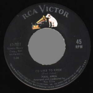 Paul Anka - Love Me Warm And Tender / I'd Like To Know - 45 - Vinyl - 45''