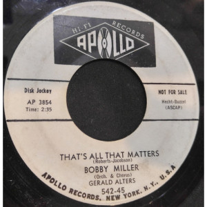 Bobby Miller - That's All That Matters / The Wonder Of It All [Vinyl] - 7 Inch 45 RPM - Vinyl - 7"
