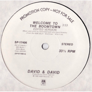 David & David - Welcome To The Boomtown [Vinyl] - 12 Inch 33 1/3 RPM - Vinyl - 12" 