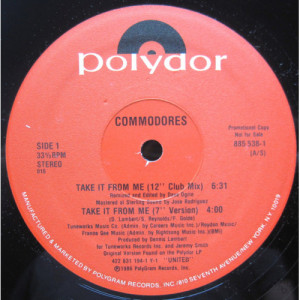 The Commodores - Take It From Me [Vinyl] - 12 Inch 33 1/3 RPM - Vinyl - 12" 