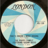 The Poppy Family - That's Where I Went Wrong / Shadows On My Wall [Vinyl] - 7 Inch 45 RPM