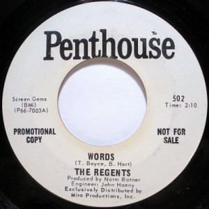 The Regents - Words [Vinyl] - 7 Inch 45 RPM - Vinyl - 7"