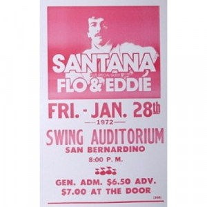 Santana W/ Flo & Eddie - Swing Auditorium - Concert Poster - Books & Others - Poster