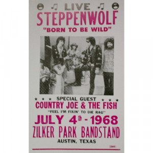 Steppenwolf - Zilker Park Bandstand 1968 - Concert Poster - Books & Others - Poster