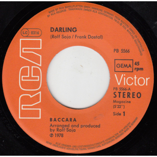 BACCARA - Darling / Number One  - Vinyl - 7'' PS