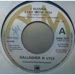 Gallagher&Lyle - I Wanna Stay With You - Vinyl - 45''