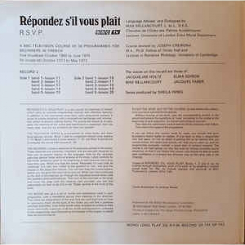 No Artist - Repondez S'Il Vous Plaît R.S.V.P. Record 2: Lessons 11-20 - Vinyl - LP