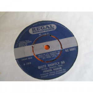 Procol Harum - Quite Rightly So - 7 - Vinyl - 7"